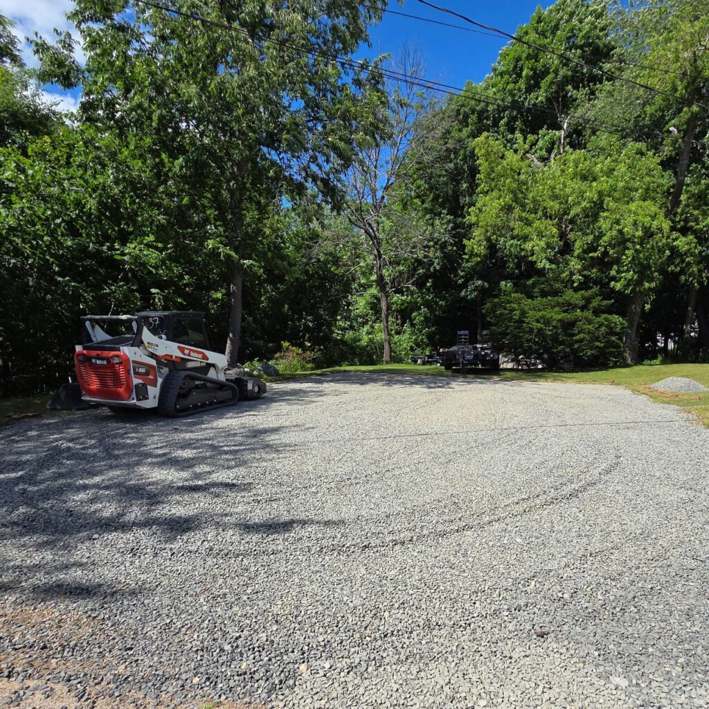 Gravel parking area in Central Massachusetts