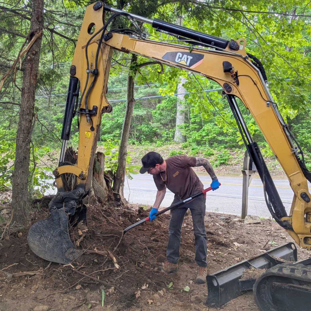 Stump removal on a residential Central Massachusetts property