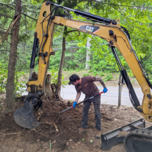 Stump removal on a residential Central Massachusetts property